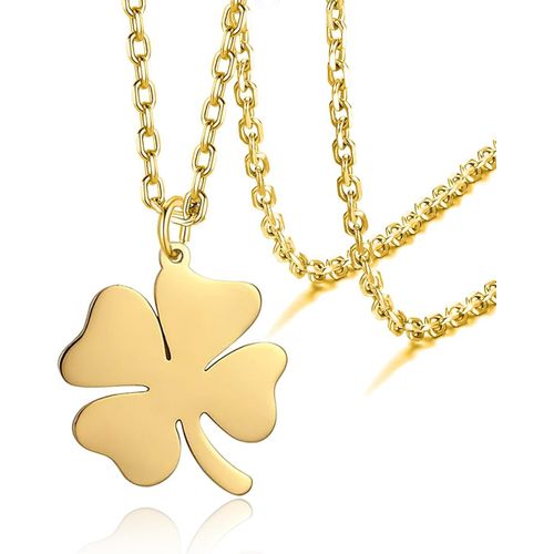 Kal-Collier Trèfle Pour Femme En Acier Inoxydable Quatre Feuilles Trèfle Collier Dainty Chanceux Trèfle Pendentif Collier À La Mode Mignon Femmes Bijoux Cadeau