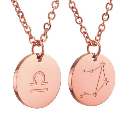 Kal-Zodiac Chain - Collier Pendentif Zodiaque Or/Argent/Or Rose I Collier Zodiaque Acier Inoxydable Femme, Collier Acier Inoxydable Femme