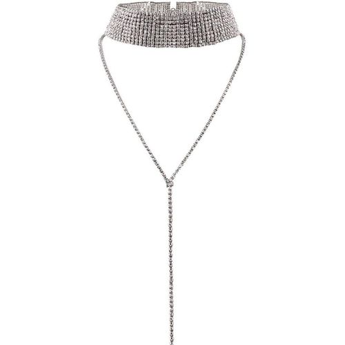Kal-Élégant Rose Multi-Rows Strass Collier Ras Du Cou Col Rond Long Pull Pendentif Réglable Collier Bijoux Pour Femme