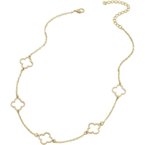 Kal-Collier En Acier Inoxydable, Argenté Ou Doré, Chaine Avec Motif Trefle Tendance Ajourré, 42/49 Cm, Fermoir Mousqueton, Bijou Femme Fantaisie Bijoux