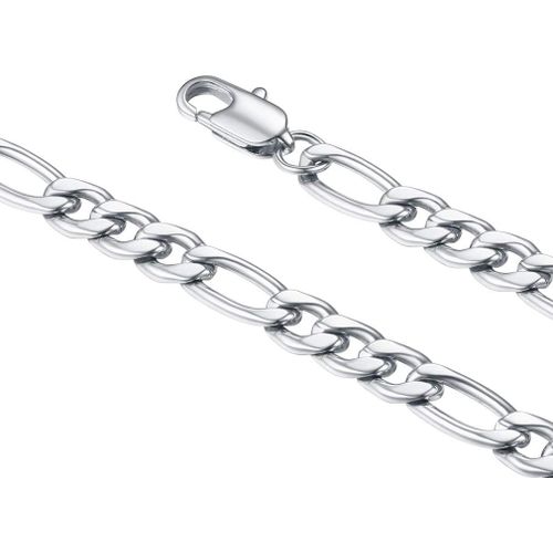 Kal-3mm/5mm/8mm Maille Figaro 3 En 1,Collier Or 40-80cm Chaine Figaro Homme Pour Pendentif, Chaine Collier Acier Inoxydable Pour Homme Lui