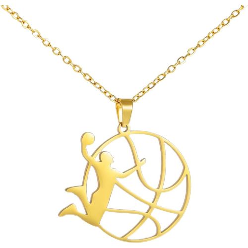 Kal-Collier De Basket-Ball En Forme De C?ur, Pendentif De Sport, En Acier Inoxydable, Bijoux Uniques Pour Les Amateurs De Basket-Ball
