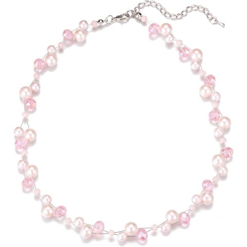 Kal-Collier Court En Perle Et Cristal Pour Femme Avec Chaîne En Argent Bijoux De Bohème Faits À La Main Cadeau Fete Des Meres Pour Maman