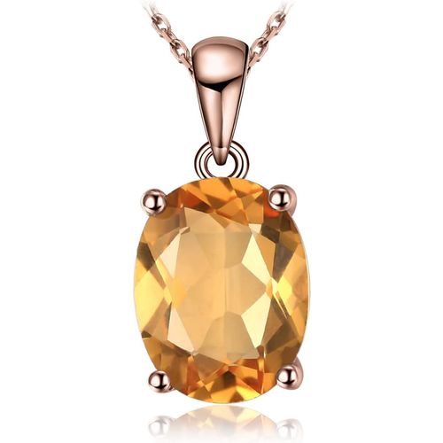 Kal-Magnifique Pendentif Naturelle Améthyste Péridot Grenat Citrine Topaze En Forme Ovale Goutte Une Chaîne Femme, Argent 925/ Plaqué Or Rose/Or Jaune, Ensemble Bijoux Collier Cadeau 45cm
