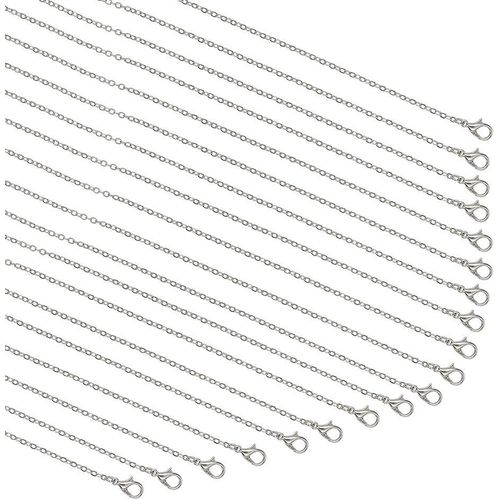 Kal-20 Brins Chaîne De Collier En Argent, 60cm Chaîne Découpe En Laiton Argent Collier Chaine Femme Chaîne De Laiton Chaîne De Bijoux Avec Fermoir Pour Pendentifs, Collier, Bijoux, Femmes