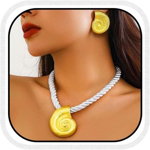 Kal-Lot De 2 Colliers En Forme D'étoile De Mer - Boucles D'oreilles Dorées - Pour Femme