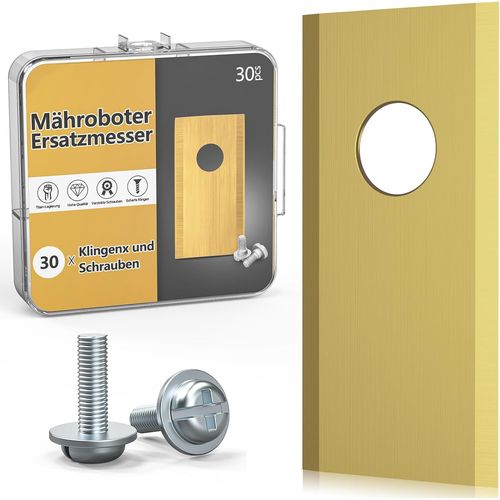 KAL-30X Lames Robot Tondeuse Acier Inox Titane Pour Worx/Landxcape/Zoef/Einhell Ultra-Tranchantes (Vis Incluses)