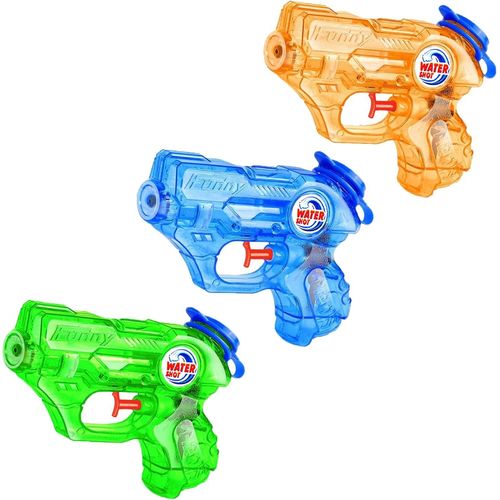 Kalanka-3pcs Pistolets À Eau Mini Pour Enfants - Jeu D'extérieur - Lot Multicolore Transparent - Piscine, Plage, Jardin - À Partir De 3 Ans - Plastique Léger - Portée 5m