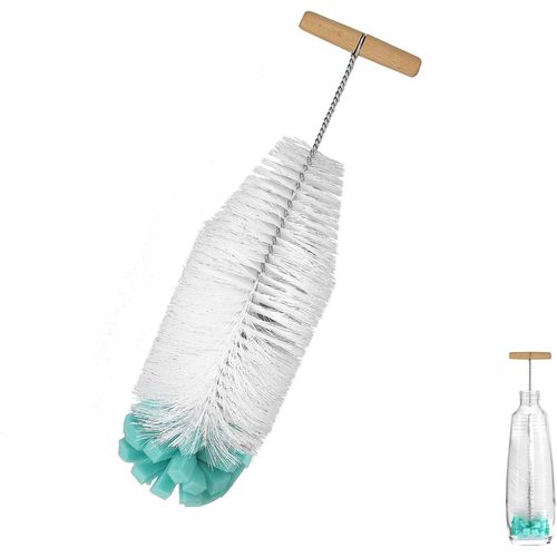 KALANKA-Lot de 2 brosses de nettoyage pour biberons compatibles avec SodaStream - Pour biberons et bouteilles en verre - Anti-rayures - Poignée en bois durable