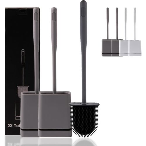 KALANKA-+30 Club Brosse De Toilette en Silicone - Lot De 2 Brosses De Toilette Haut De Gamme- Brosse Toilettes WC Et Base en Silicone avec Système De Séchage Rapide pour Le Nettoyage des Toilettes (G