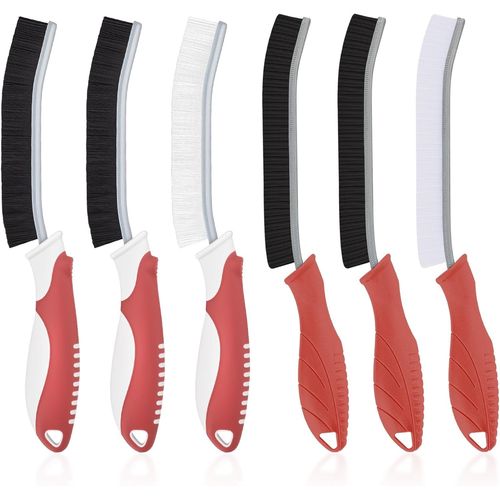 KALANKA-Brosse WC, Brosse de Nettoyage à Poils durs, Brosse de Nettoyage de Salle de Bain, Outil de Nettoyage pour la Cuisine, Les Toilettes, La Salle de Bain, La Baignoire (6, Rouge)