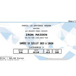 Billet De Concert Iron Maiden 19/07/25 Paris