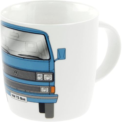 KALANKA-VW Collection - Volkswagen Combi Bus T3 Camper Van Mug de Café en Porcelaine (New Bone China), Tasse à Thé, Grand gobelet pour la Cuisine, Atelier, Camping/Cadeau/Souvenir (Avant/Bleu)