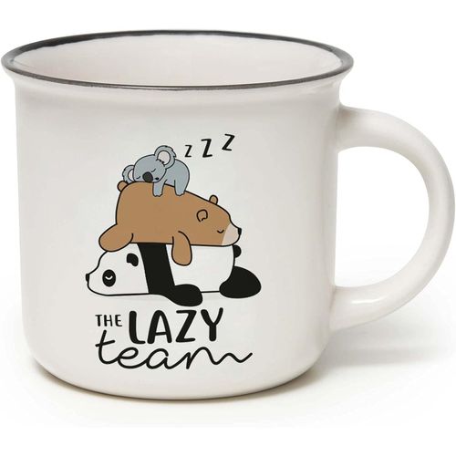 Kalanka-Legami -Tasse Cup-Puccino, Thème The Lazy Team, Porcelaine New Bone China, Take A Break Collection, Multicouleur, Capacité De 350 Ml