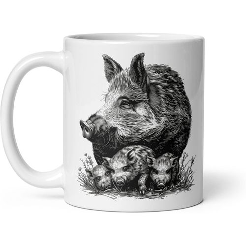 Kalanka-Tasse Nature Cerf Sanglier Renard Laie Marcassin Forêt Balade Chasse Chasseur Animaux Campagne Thé Café Original Mug Cadeau Collègue Homme Femme Naturaliste Papi Mamie (Sanglier)