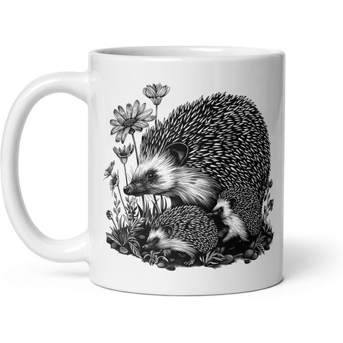 Kalanka-Tasse Nature Cerf Sanglier Renard Laie Marcassin Forêt Balade Chasse Chasseur Animaux Campagne Thé Café Original Mug Cadeau Collègue Homme Femme Naturaliste Papi Mamie (Hérisson)