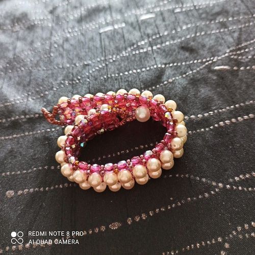 Bracelet En Facettes Cristal Et Perles De Verre Nacré
