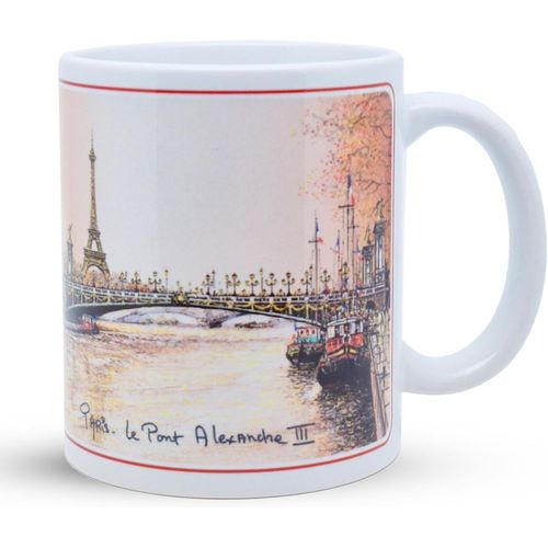 Kalanka-- Paris Le Pont Alexandre Iii Et La Tour Eiffel - Mug Céramique 325 Ml - Tasse-Cadeau Unique Avec Les Magnifiques Paysages Parisiens - Imprimé En France - Blanc Brillant