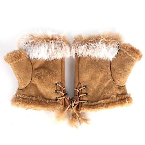 Paire De Gants Chauds D'hiver Pour Femmes, Sexy, Fausse Fourrure De Lapin, Chauffe-Poignet, Sans Doigts, T