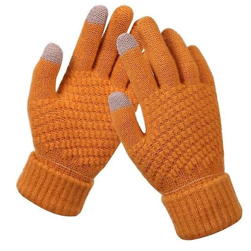 Gants Chauds Et Épais Pour Hommes Et Femmes, Mitaines Tricotées Pour Doigt Complet, Solides, Pour Écran Tactile, Taille Unique, Kaki, Nouvelle Collection Hiver
