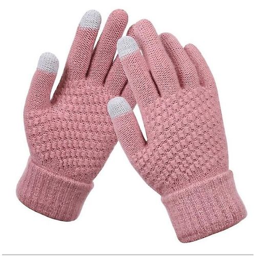 Gants Chauds Et Épais Pour Hommes Et Femmes, Mitaines Tricotées Pour Doigt Complet, Solides, Pour Écran Tactile, Taille Unique, Rose, Nouvelle Collection Hiver