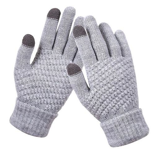 Gants Chauds Et Épais Pour Hommes Et Femmes, Mitaines Tricotées Pour Doigt Complet, Solides, Pour Écran Tactile, Taille Unique, Gris, Nouvelle Collection Hiver
