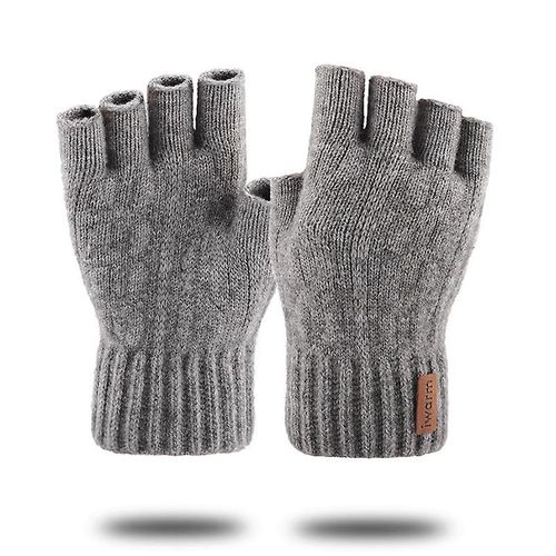 Gants Tricotés Sans Doigts Pour L'hiver, Épais Et Chauds Pour Écran Tactile, Unisexe, Extensibles, Élastiques, Chauds, Demi-Doigts, Gants De Cyclisme, Taille Unique, Gris Clair