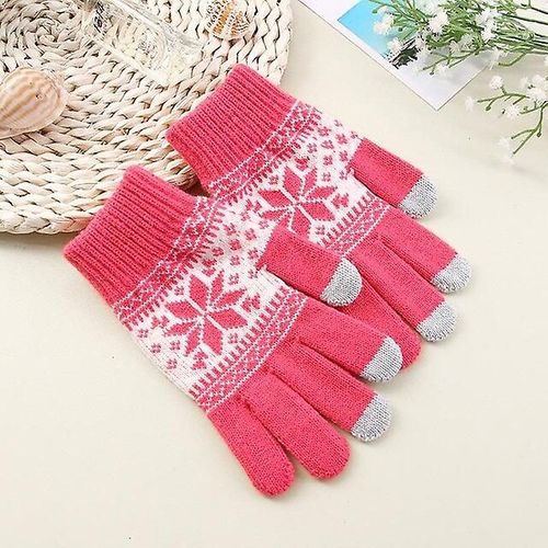 Gants Tricotés Sans Doigts Pour L'hiver, Épais Et Chauds Pour Écran Tactile, Unisexe, Extensibles, Élastiques, Chauds, Demi-Doigts, Gants De Cyclisme, Taille Unique, Rouge Pastèque