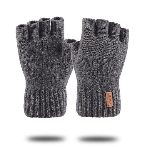 Gants Tricotés Sans Doigts Pour L'hiver, Épais Et Chauds Pour Écran Tactile, Unisexe, Extensibles, Élastiques, Chauds, Demi-Doigts, Gants De Cyclisme, Taille Unique, Gris Foncé