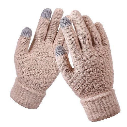 Gants Tricotés Sans Doigts Pour L'hiver, Épais Et Chauds Pour Écran Tactile, Unisexe, Extensibles, Élastiques, Chauds, Demi-Doigts, Gants De Cyclisme, Taille Unique, Beige