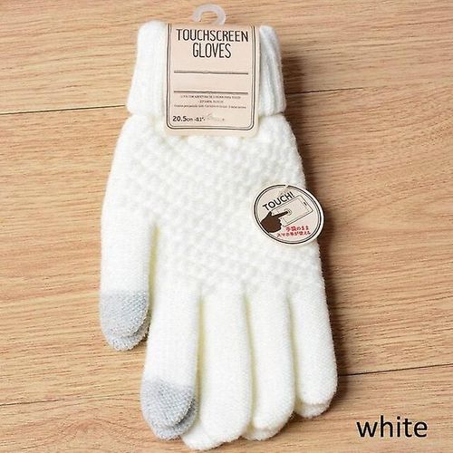 Gants Tricotés Sans Doigts Pour L'hiver, Épais Et Chauds Pour Écran Tactile, Unisexe, Extensibles, Élastiques, Chauds, Demi-Doigts, Gants De Cyclisme, Taille Unique, Blanc