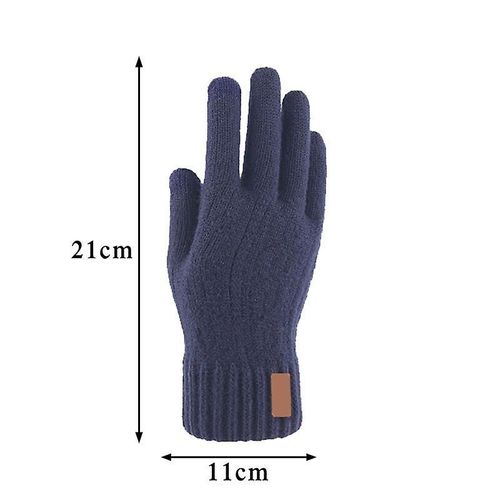 Gants Tricotés Sans Doigts Hiver Épaissir Gants Chauds Pour Écran Tactile Unisexe Extérieur Extensible Élastique Chaud Demi Doigt Gants De Cyclisme Taille Unique Long Bleu Marine