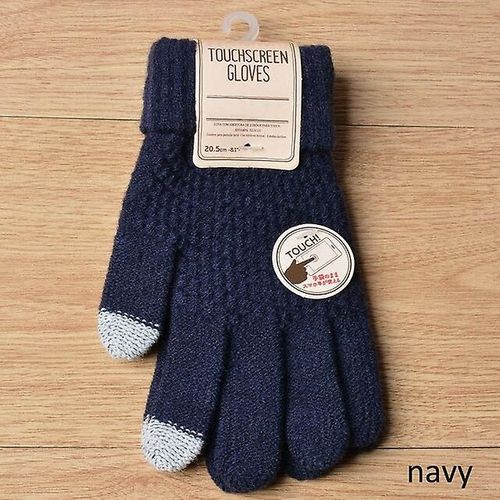 Gants Tricotés Sans Doigts Pour L'hiver, Épais Et Chauds Pour Écran Tactile, Unisexe, Extensibles, Élastiques, Chauds, Demi-Doigts, Gants De Cyclisme, Taille Unique, Bleu Marine