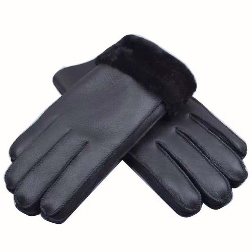 Nouveaux Hommes Gants D'hiver Chauds Gants En Fourrure De Mouton Véritable Pour Hommes Fourrure De Chèvre Thermique Cachemire En Cuir Véritable Gants De Neige En Cuir Manuel Taille Unique Noir B