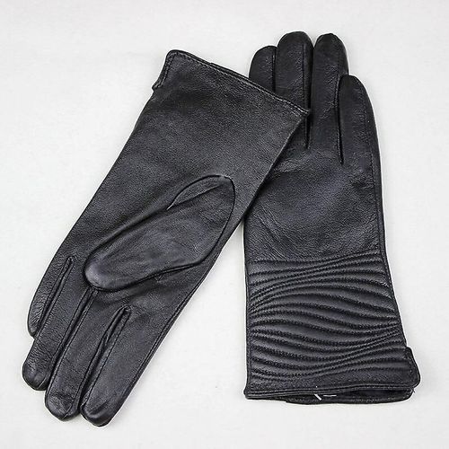Gants En Cuir Pour Femmes, En Velours, Automne Et Hiver, Chauds, Noirs, Courts, Pour L'équitation En Plein Air, En Peau De Mouton, 7.5, Noir