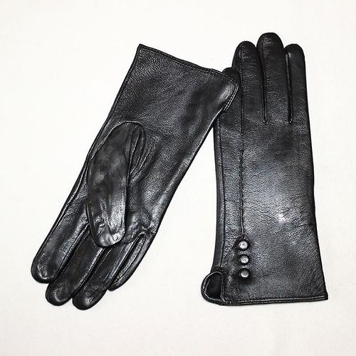 Gants En Cuir Pour Femmes, En Velours, Automne Et Hiver, Chauds, Noirs, Courts, Pour L'équitation En Plein Air, En Peau De Mouton, 7 Noirs
