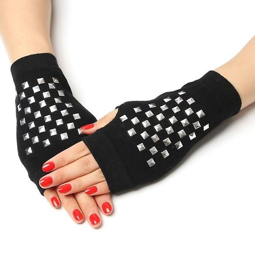 Mode Noir Court Demi Doigt Sans Doigts Laine Tricot Poignet Gant Hiver Gants Chauds Entraînement Pour Femmes Et Hommes Taille Unique Glv1633bk1