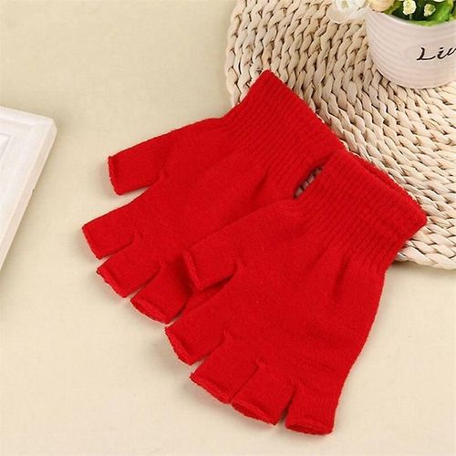 Mode Noir Court Demi Doigt Sans Doigts Laine Tricot Poignet Gant Hiver Gants Chauds Entraînement Pour Femmes Et Hommes Taille Unique Glv1632rd