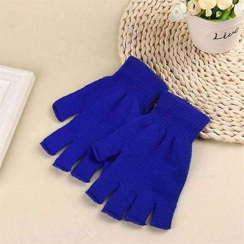 Mode Noir Court Demi Doigt Sans Doigts Laine Tricot Poignet Gant Hiver Gants Chauds Entraînement Pour Femmes Et Hommes Taille Unique Glv1632nb
