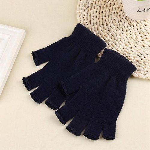 Mode Noir Court Demi Doigt Sans Doigts Laine Tricot Poignet Gant Hiver Gants Chauds Entraînement Pour Femmes Et Hommes Taille Unique Glv1632nv