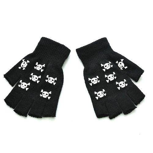 Mode Noir Court Demi Doigt Sans Doigts Laine Tricot Poignet Gant Hiver Gants Chauds Entraînement Pour Femmes Et Hommes Taille Unique Glv0461bk3