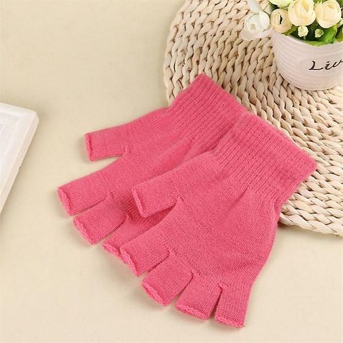 Mode Noir Court Demi Doigt Sans Doigts Laine Tricot Poignet Gant Hiver Gants Chauds Entraînement Pour Femmes Et Hommes Taille Unique Glv0352pk