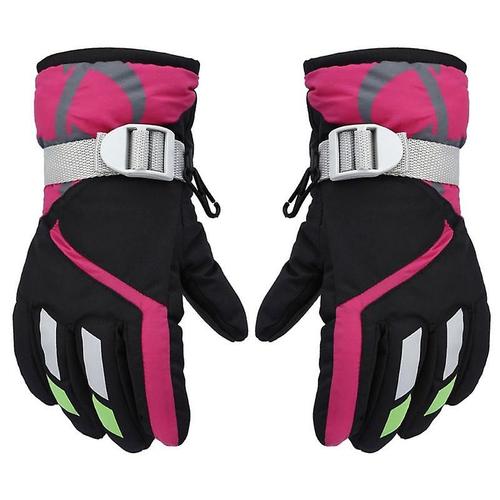 Enfants Garçons Filles Hiver Chaud Coupe-Vent Sport Gants De Ski Enfants Respirant Réglable Gant Noir