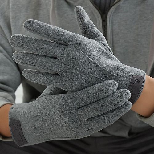 Hiver Garder Au Chaud Écran Tactile Plus Velours À L'intérieur Des Gants En Daim Pour Hommes Mode Simple Protection Contre Le Froid Épaissir Homme Gants D'extérieur 02