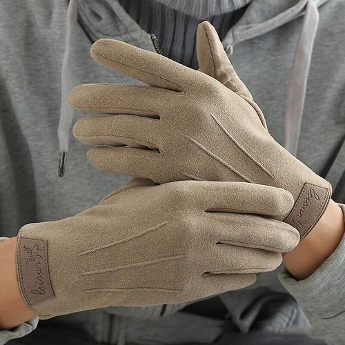 Hiver Garder Au Chaud Écran Tactile Plus Velours À L'intérieur Des Gants En Daim Pour Hommes Mode Simple Protection Contre Le Froid Épaissir Homme Gants D'extérieur 01