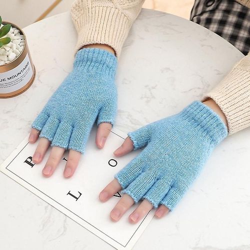 Mode Noir Court Demi Doigt Sans Doigts Laine Tricot Poignet Gant Hiver Gants Chauds Entraînement Pour Femmes Et Hommes Taille Unique Glv1768lb