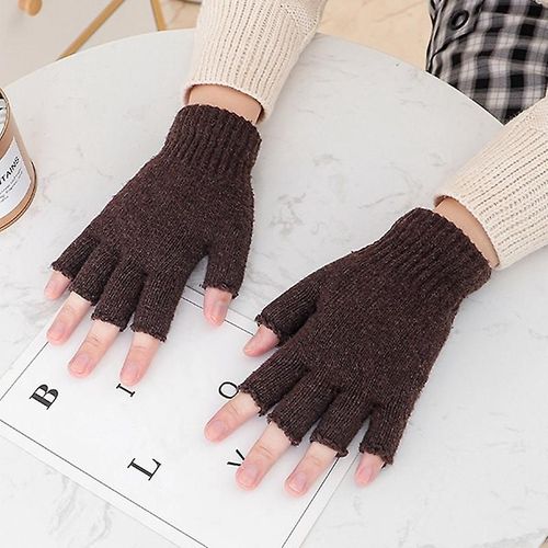 Mode Noir Court Demi Doigt Sans Doigts Laine Tricot Poignet Gant Hiver Gants Chauds Entraînement Pour Femmes Et Hommes Taille Unique Glv1768ce
