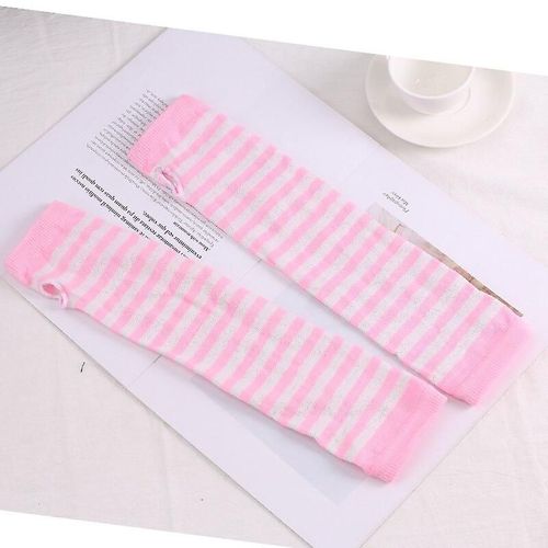 Hiver Femmes Chaud Mignon Dessin Animé Crâne Manches Sans Doigts Mitaines Femme Acrylique Stretch Tricot Demi Doigt Manchettes Gants Taille Unique Rose Blanc