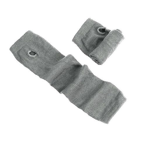 Hiver Femmes Chaud Mignon Dessin Animé Crâne Manches Sans Doigts Mitaines Femme Acrylique Stretch Tricot Demi Doigt Manchettes Gants Taille Unique Gris Clair