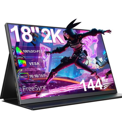 Moniteur Portable Écran 18" 2K 2560*1600P 144HZ 16:10 1000:1 250cd/m2 IPS 100%DCI-P3 SRGB 16.7M(8bit)